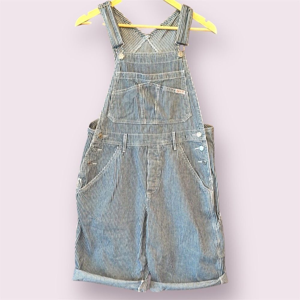 GUESS Vintage 1980s Pinstripe Overall Shorts